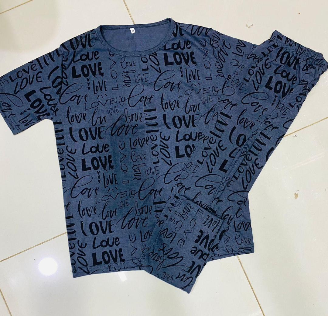 Stylish Printed Cotton Jersey Night Suit - 2 Pcs Set