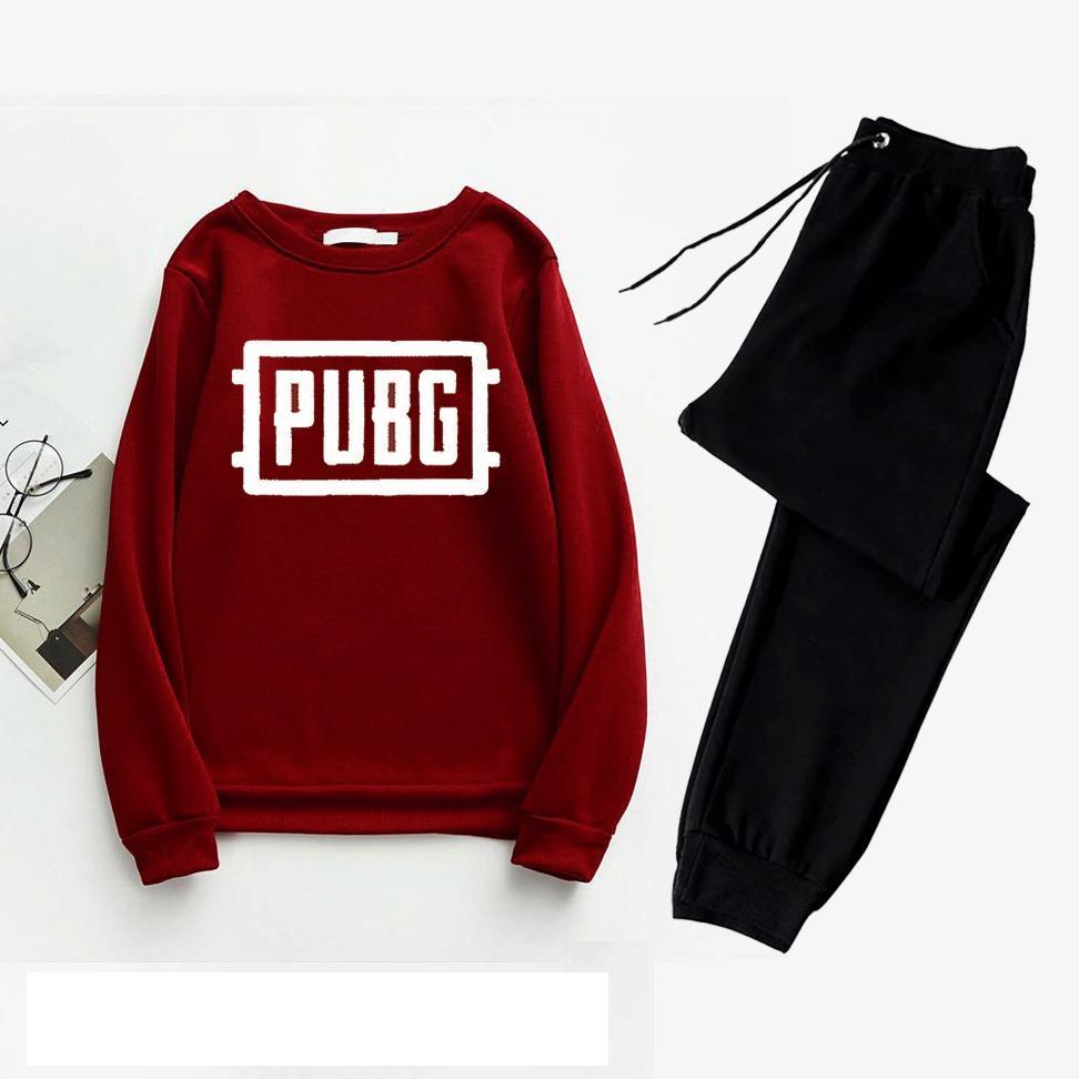 Men Maroon PUBG Printed Track Suit 2Pcs Polyester
