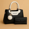 Maroon Black Handbag & Wallet Set for Women
