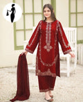 Maroon Sequin Embroidered 3-Piece Shamoz Silk Suit for Women