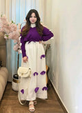 Purple Georgette Bow Top With White Maxi Long Flare 2Pcs