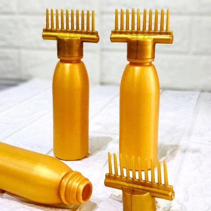 Gold Hair Oil Applicator with Comb for Easy Application