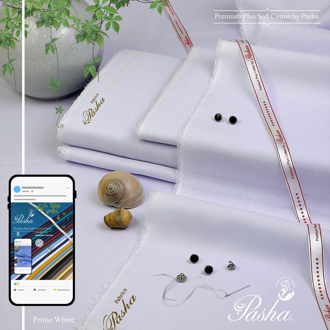 White Cotton Unstitched Suit for Men Summer Wear