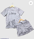 Men's Grey Mountain Print Tracksuit Polyester Summer Wear