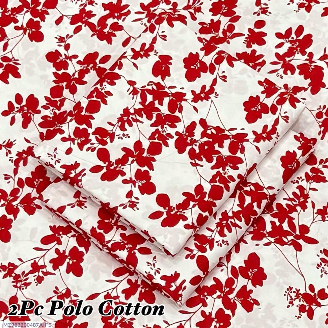 2Pc Polo Cotton Red Floral Women Suit Set